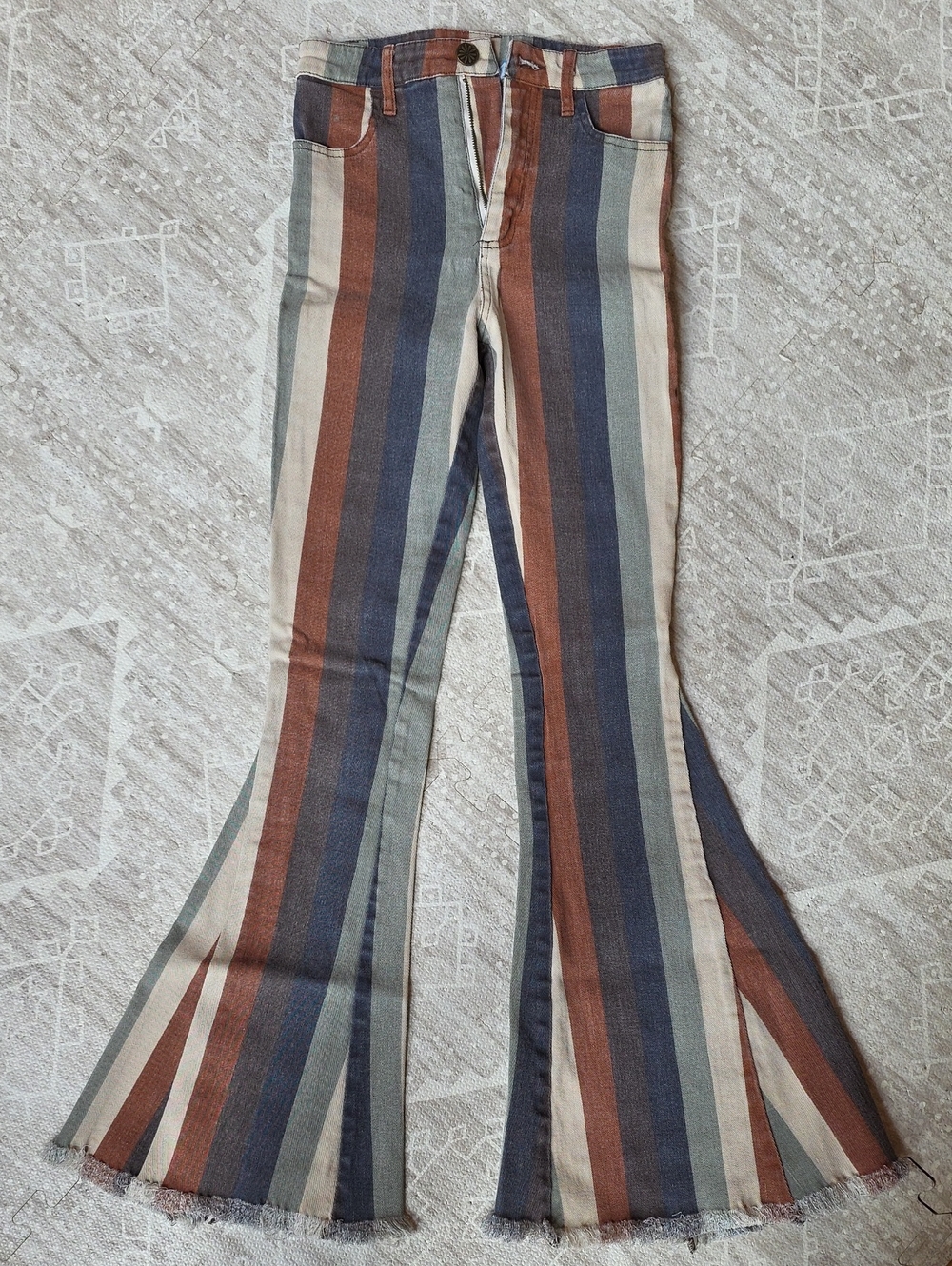 Show Me Your MuMu Multicolor Vertical Stripe Flare Jeans